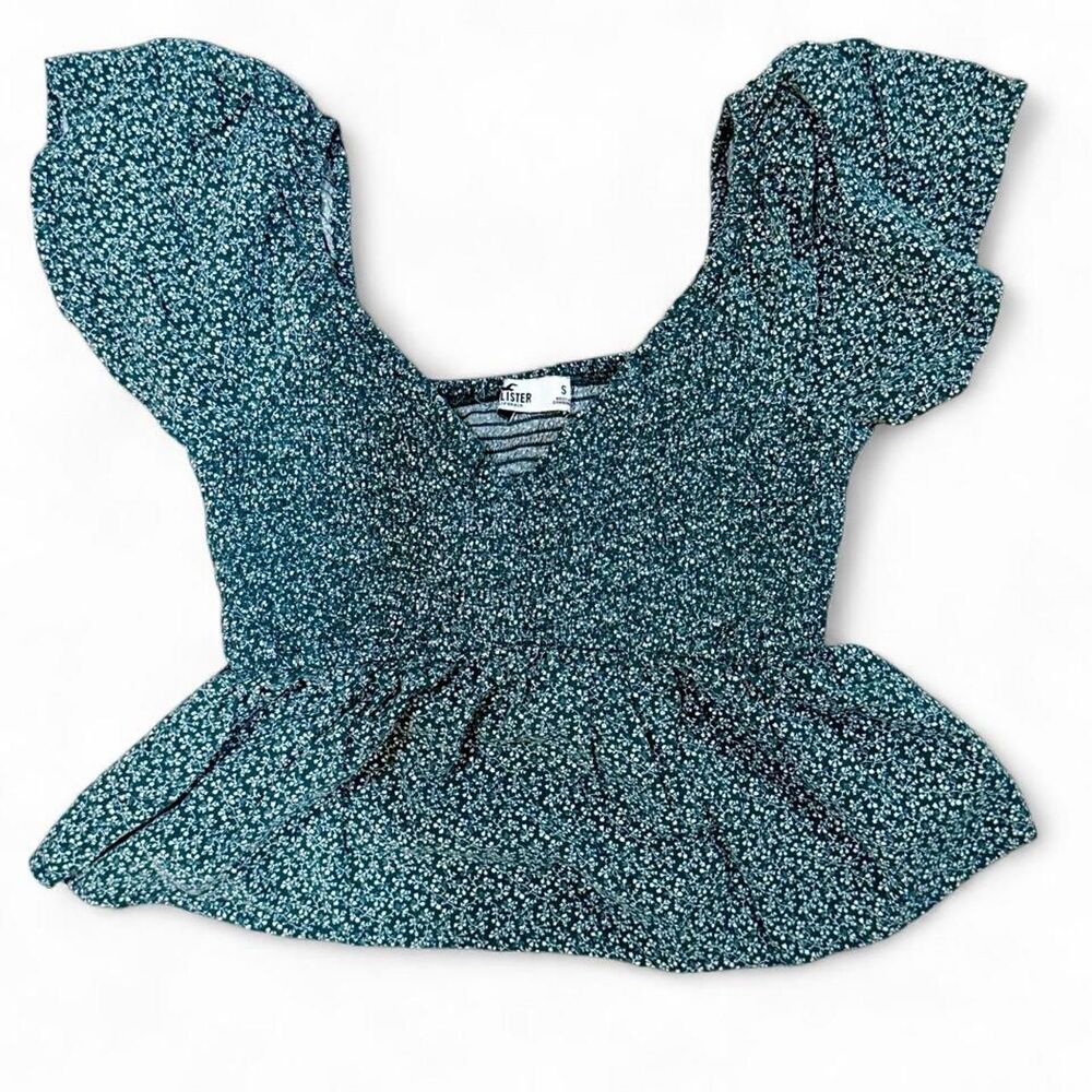 Hollister-co Women's Green and Blue Blouse